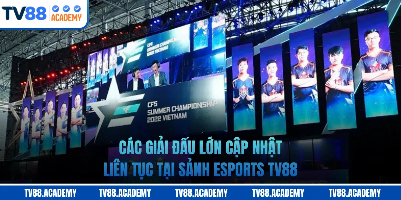 Các giải đấu lớn cập nhật liên tục tại sảnh Esports TV88